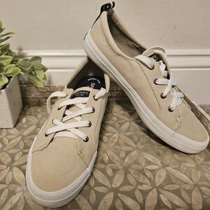 New Sperry Slip On Sneakers Beige Boat Shoes Nautical Preppy Comfort  Sz 10